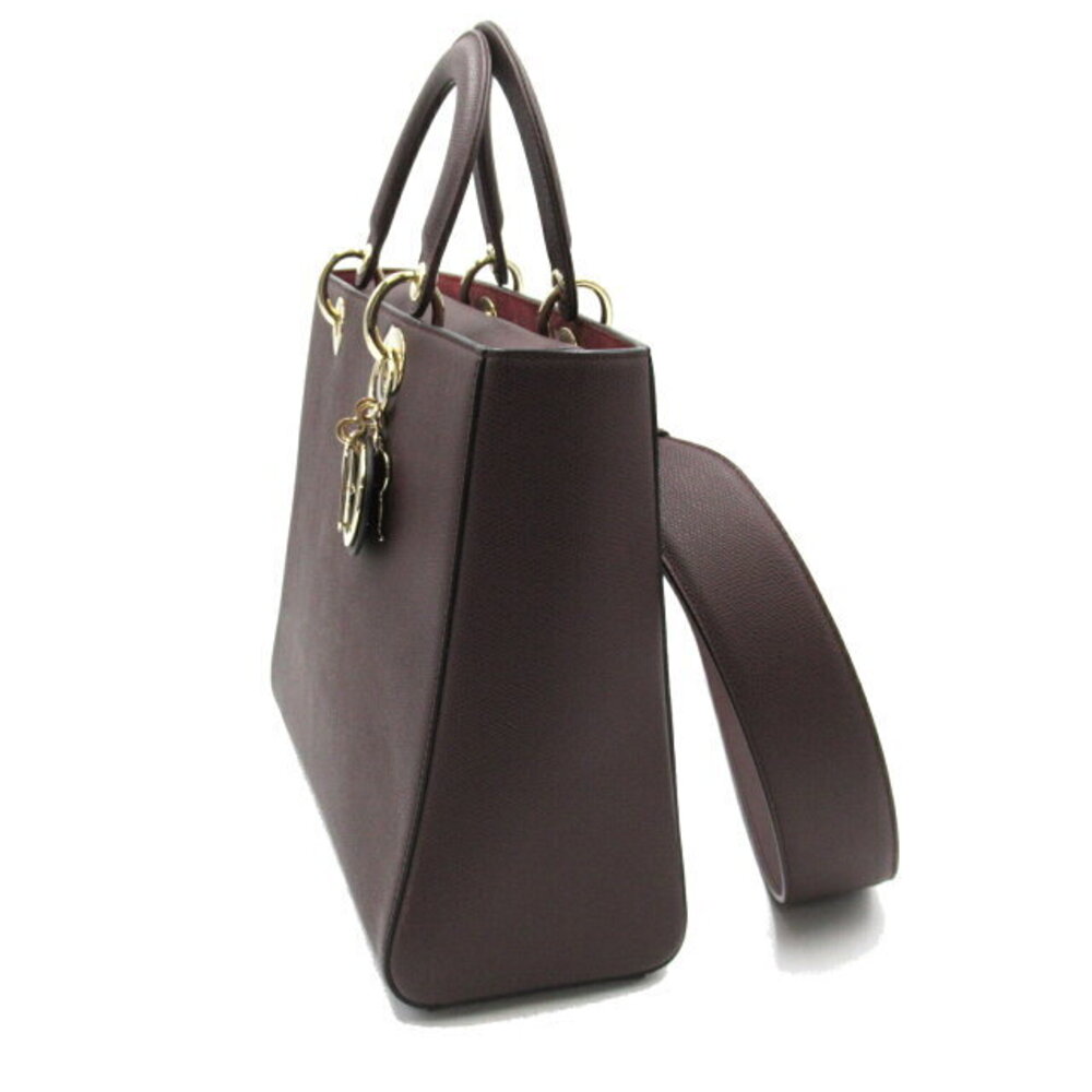 Dior Lady Dior Shoulder Bag Leather Bordeaux - Picture 3 of 10